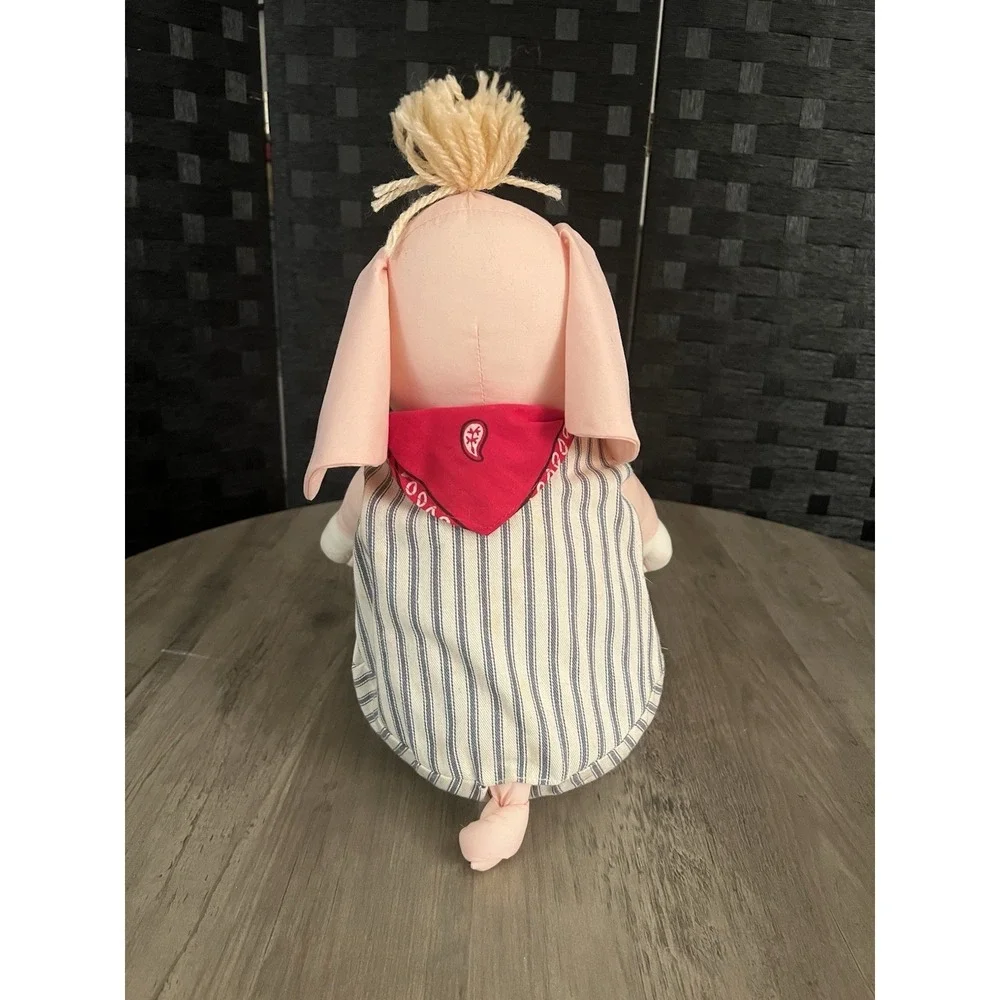 Vintage Stuffed Pig w/ Overalls Bandana Country Farm Rural Decor Excellent Cond!